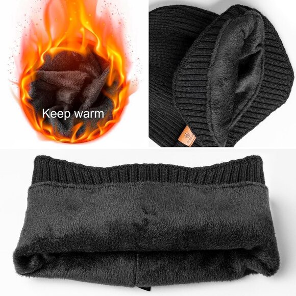 Ocatoma Winter Knit Beanie with Earflap Warm Soft Outdoor Hat Unisex Gift - Picture 3 of 6